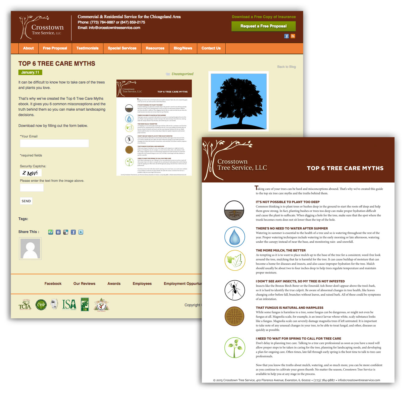 Top 6 Tree Care Myths eBook and Landing Page